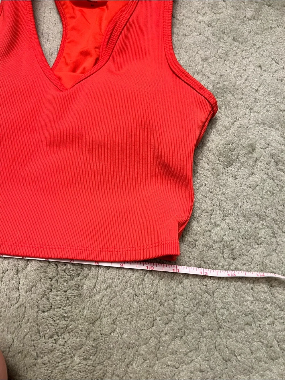 ALO Yoga Goddess Rib Crop Tank - Coral Red